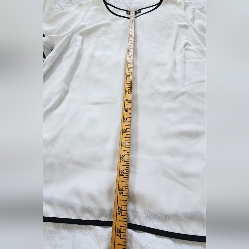 Women's White Top with Black Trim - Picture 5 of 7
